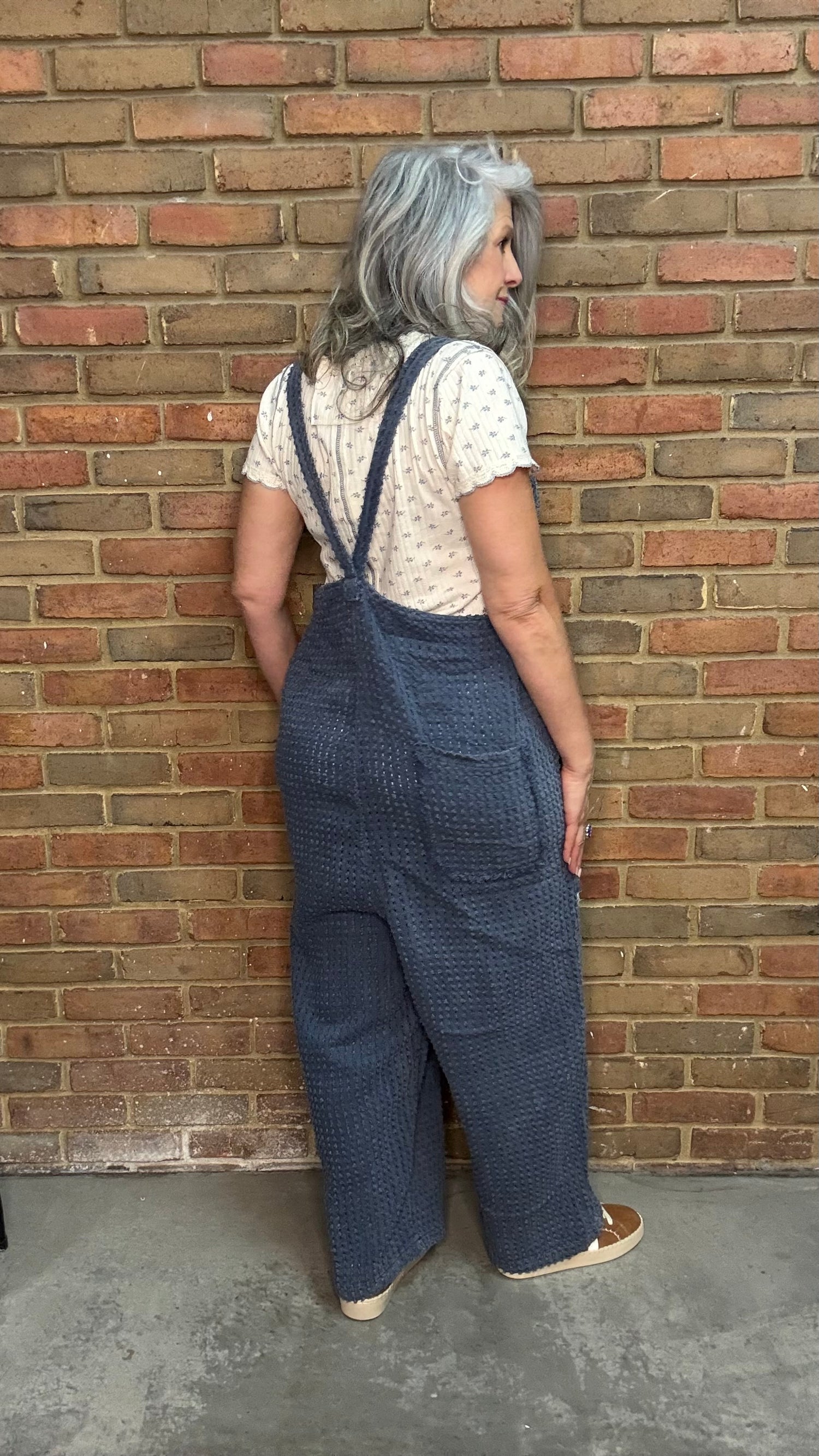 Indigo Textured Overall Pants
