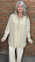 Striped Henley and Lace Detail Top - Vintage Vault Boutique