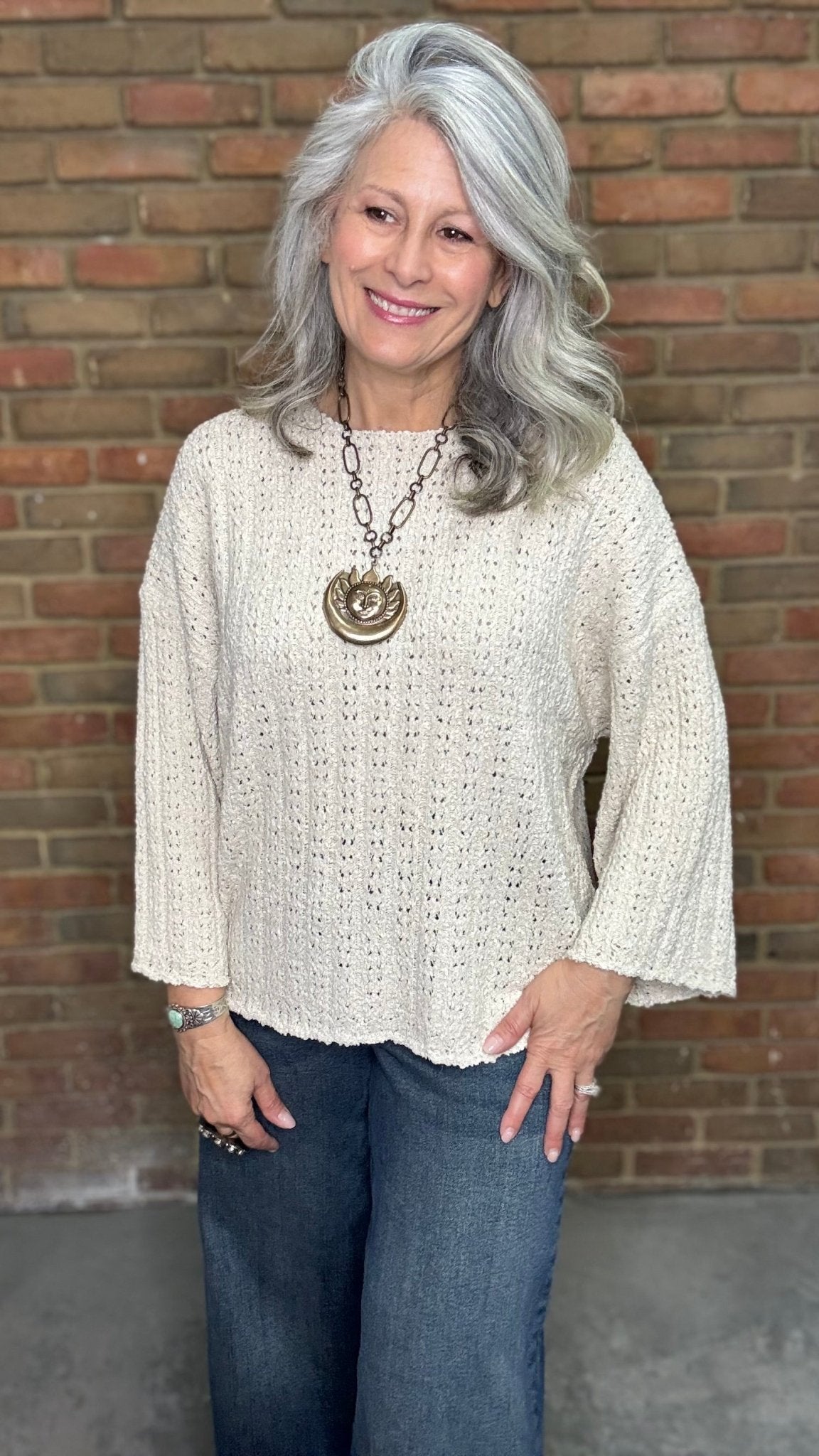 Loose Knit Natural Sweater - Vintage Vault Boutique