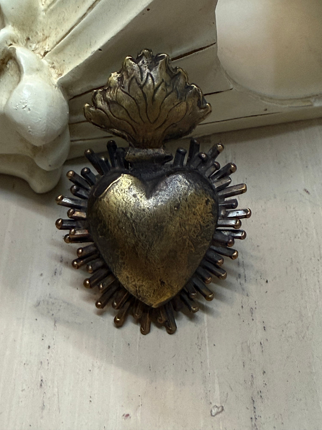 Brass Flaming Heart Ring
