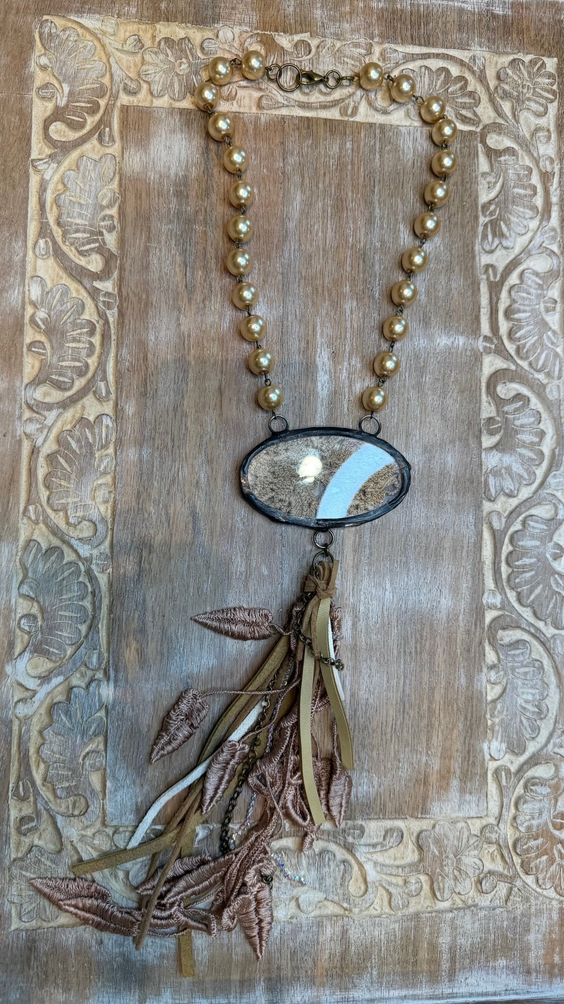 Leather and Lace Tassel Necklace - Vintage Vault Boutique