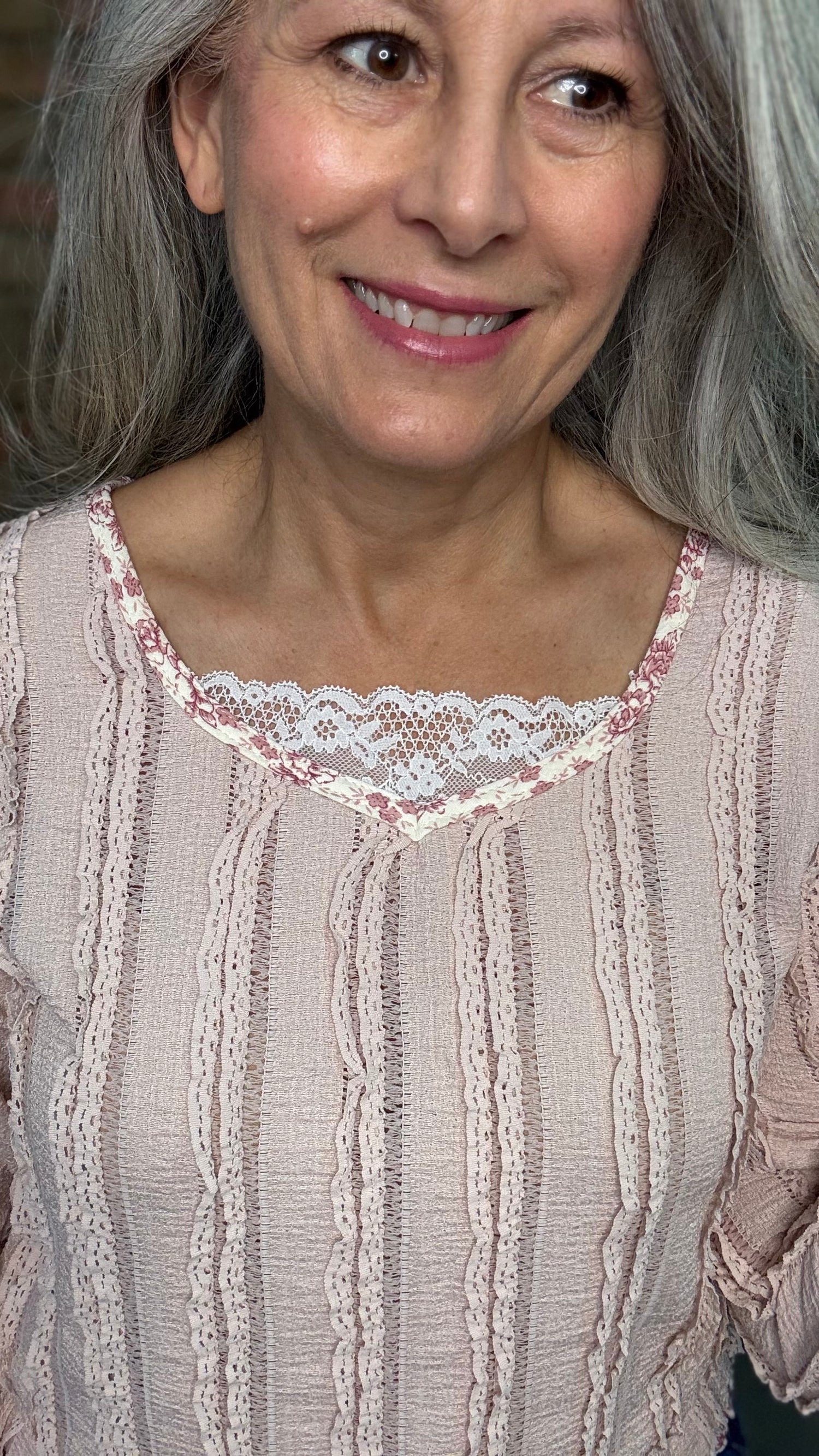 Pink Lace Detail Top