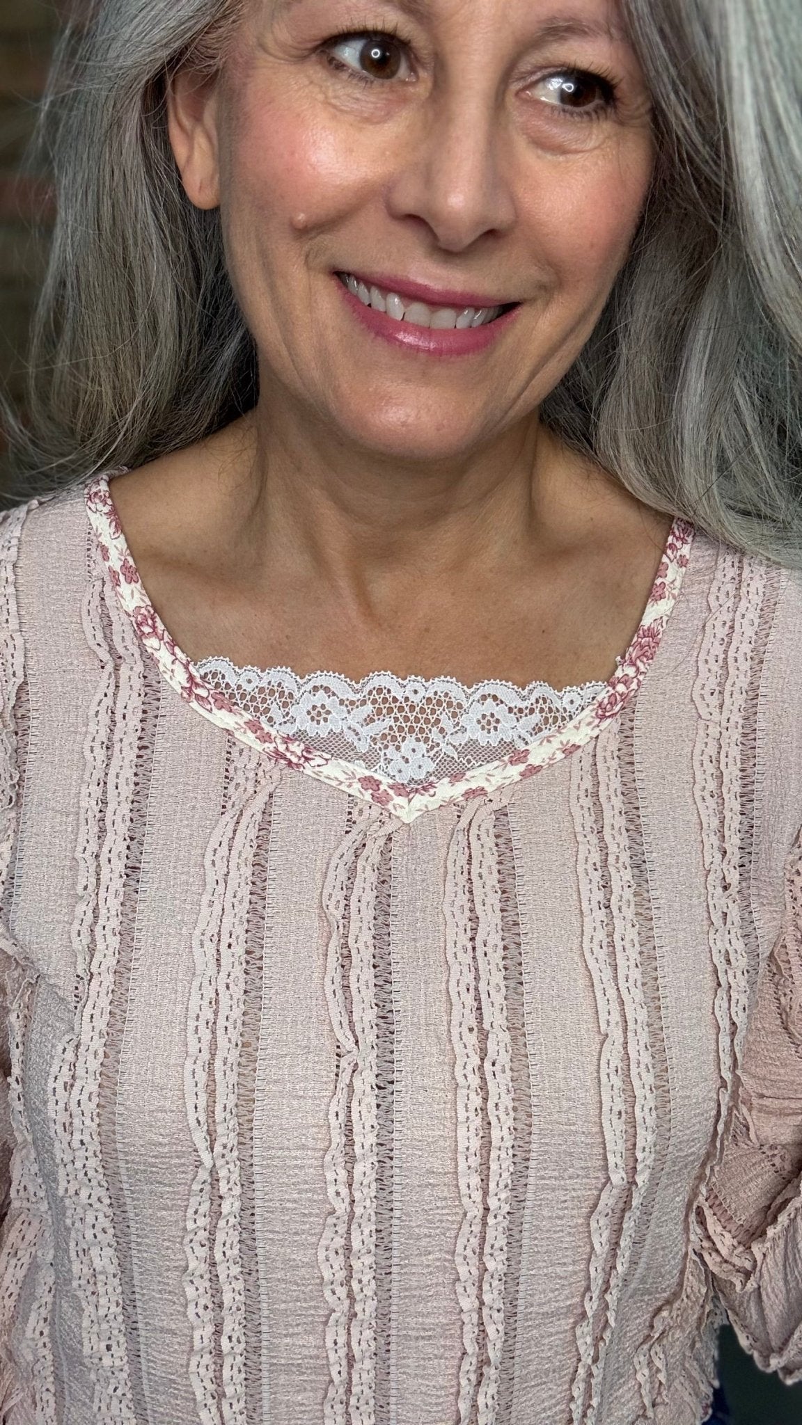 Pink Lace Detail Top - Vintage Vault Boutique