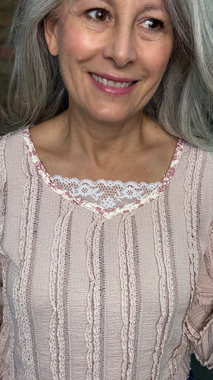 Pink Lace Detail Top