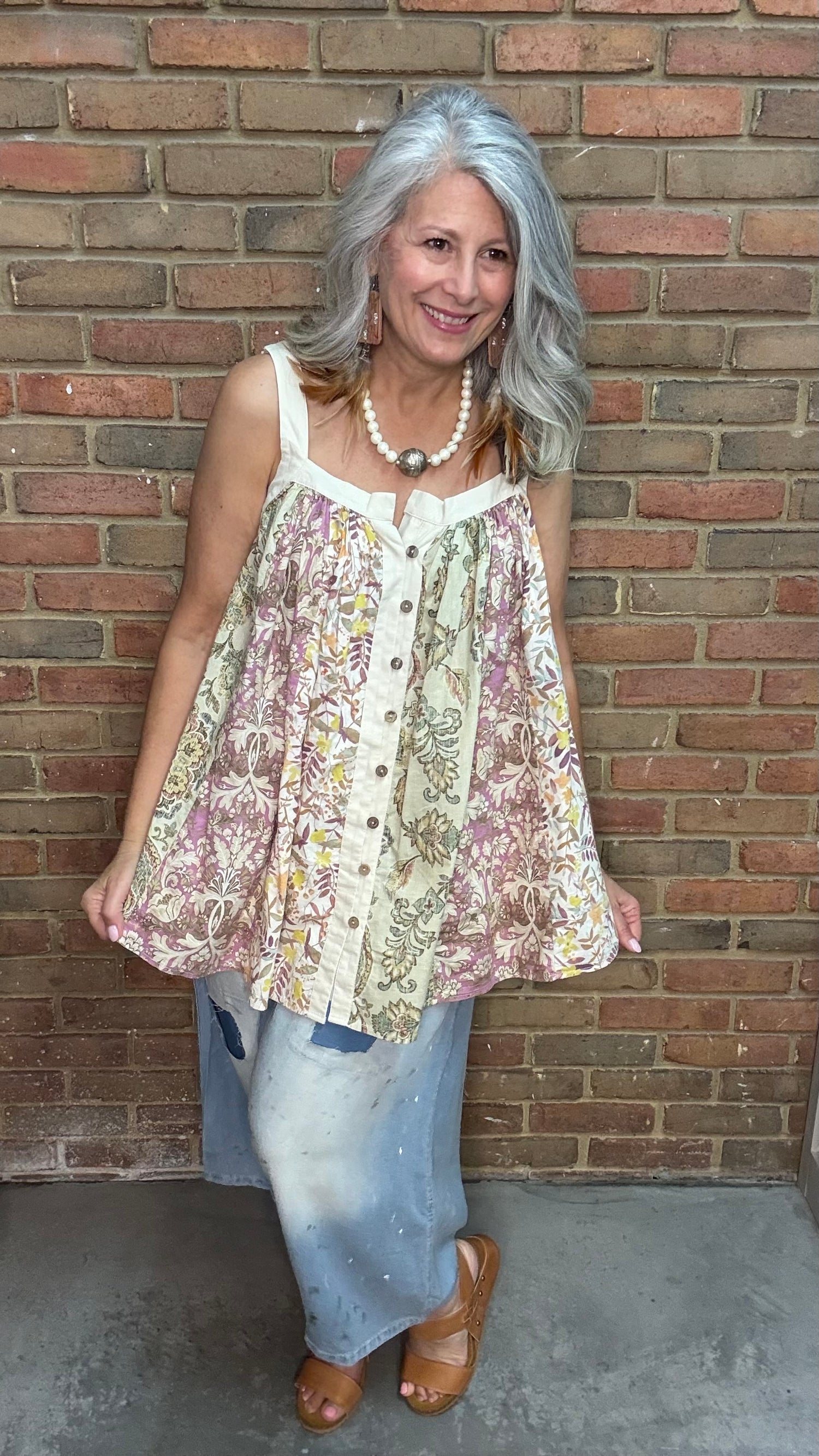 Floral and Paisley Print Button Down