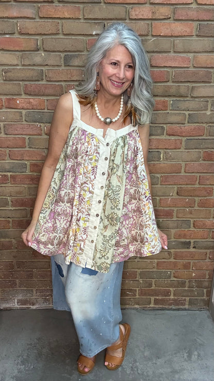 Floral and Paisley Print Button Down