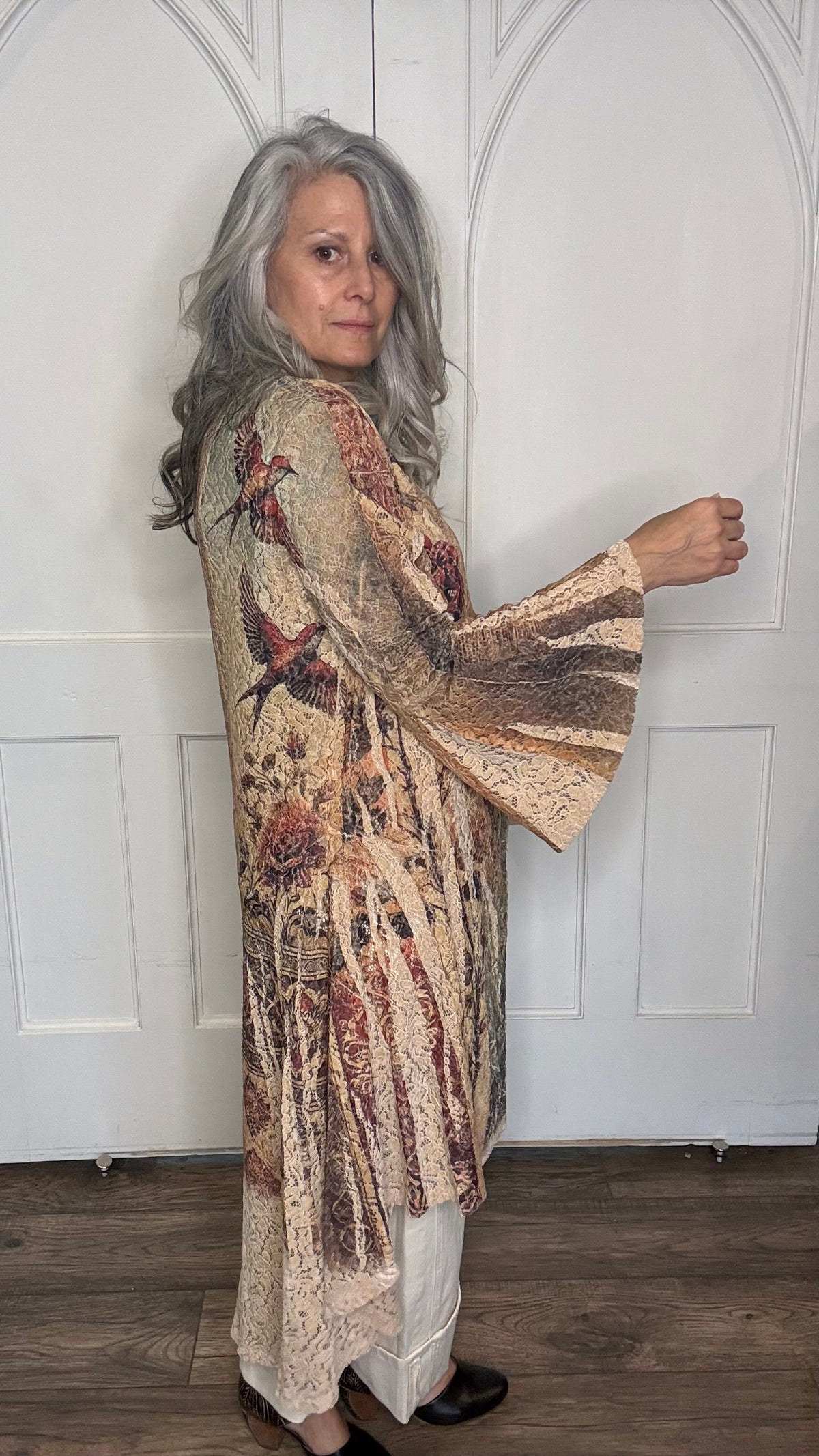 Long Vintage Bird Cardigan