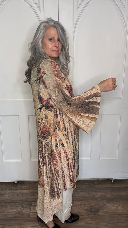 Long Vintage Bird Cardigan