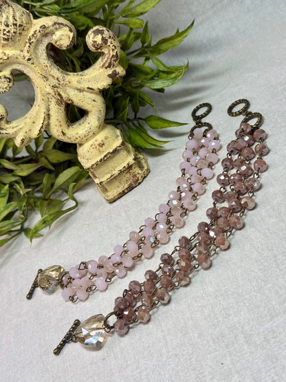 Smokey Pink Multi Strand Toggle Bracelet - Vintage Vault Boutique
