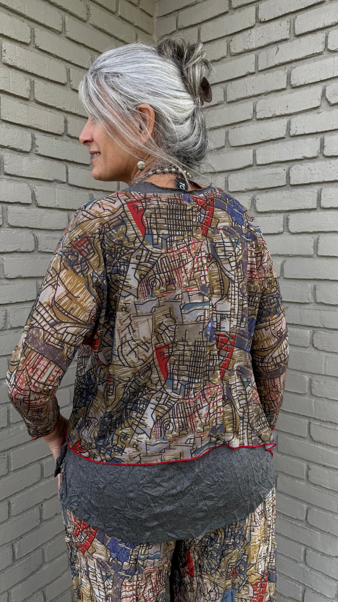Olive Print Mesh Topper