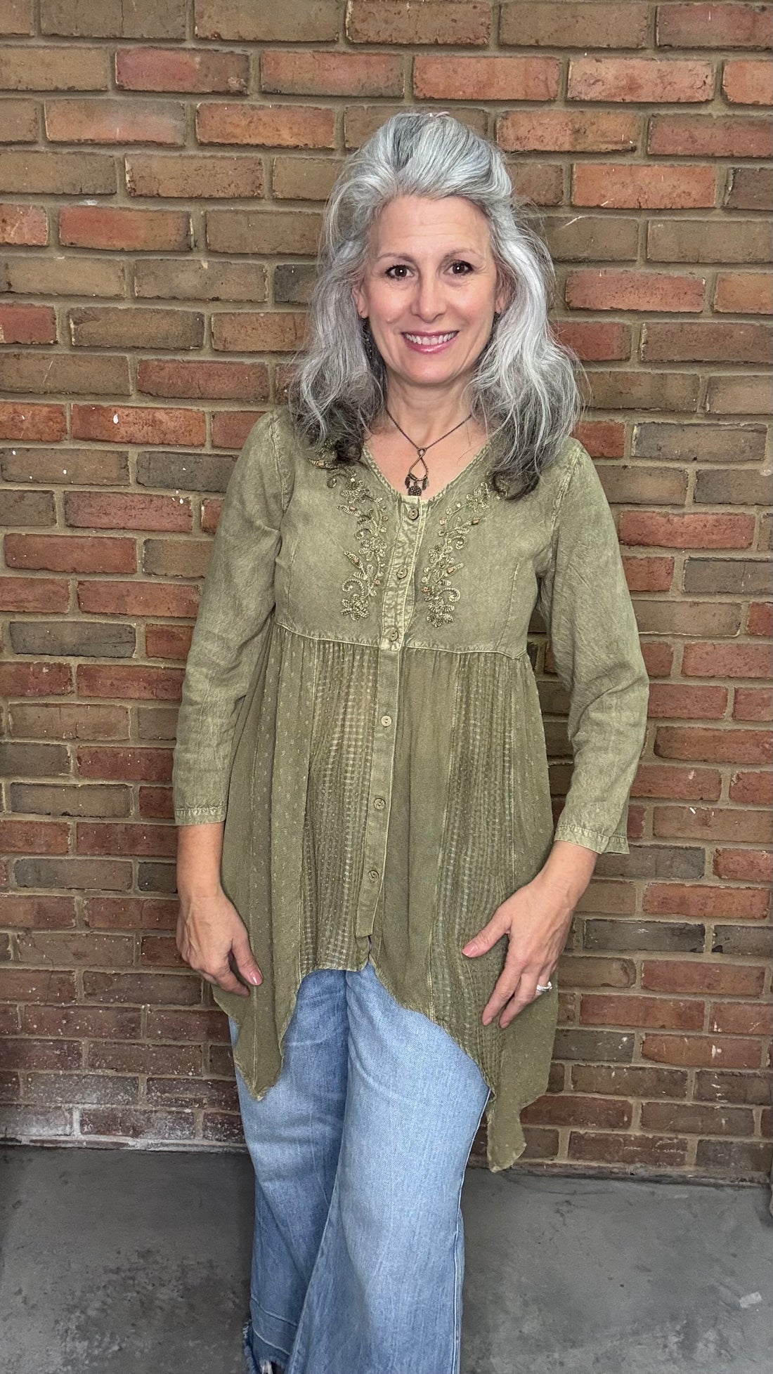 Gravel Stonewash V-Neck Top