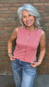 Red Plaid Sleeveless Shirt - Vintage Vault Boutique