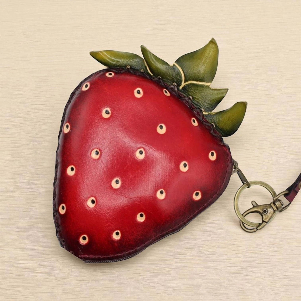 Leather Strawberry Wristlet - Vintage Vault Boutique