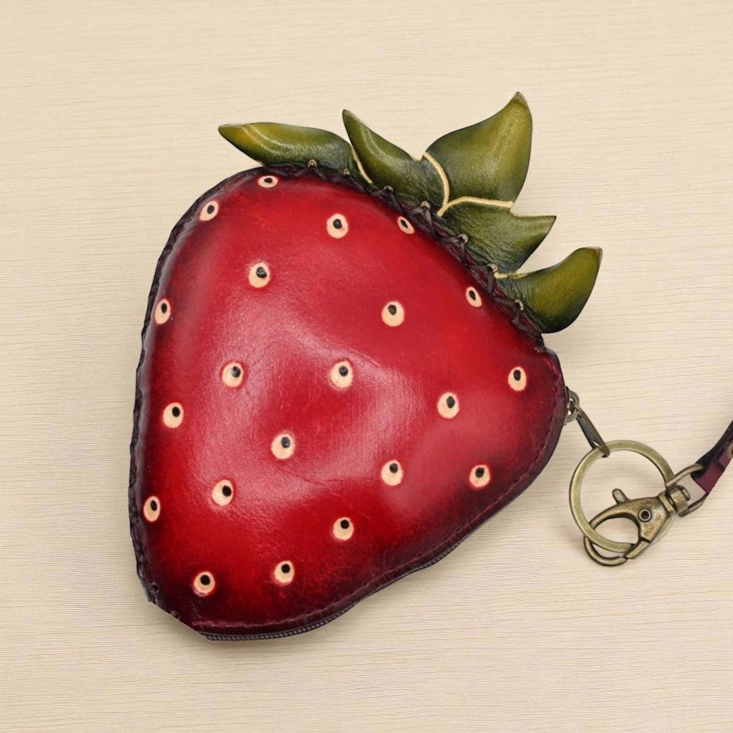 Leather Strawberry Wristlet - Vintage Vault Boutique