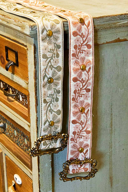 Floral pattern Ivory and Mauve Belt - Vintage Vault Boutique