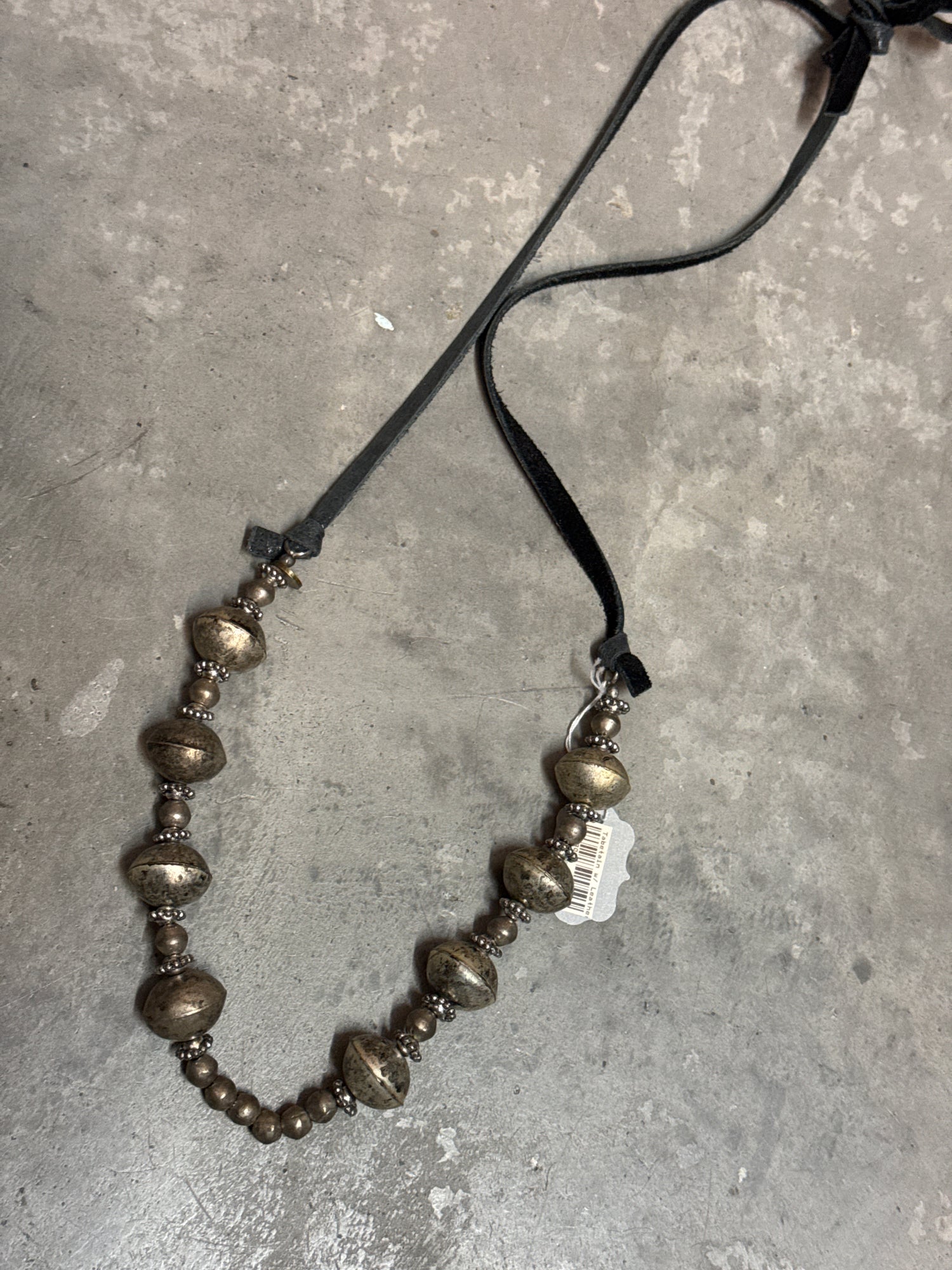 Tibetan Beads on Leather