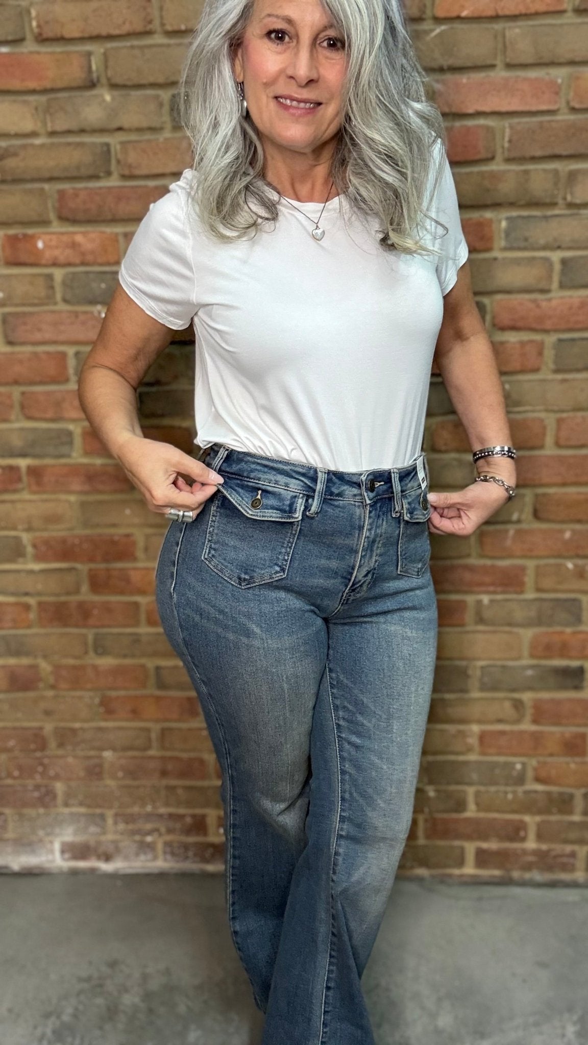 Judy Blue Flare with Front Flap Pocket Jeans - Vintage Vault Boutique
