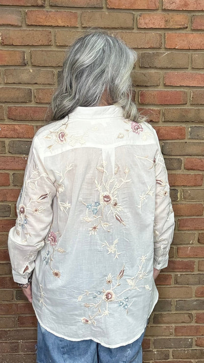 Joni Cotton Button Up Shirt - Vintage Vault Boutique
