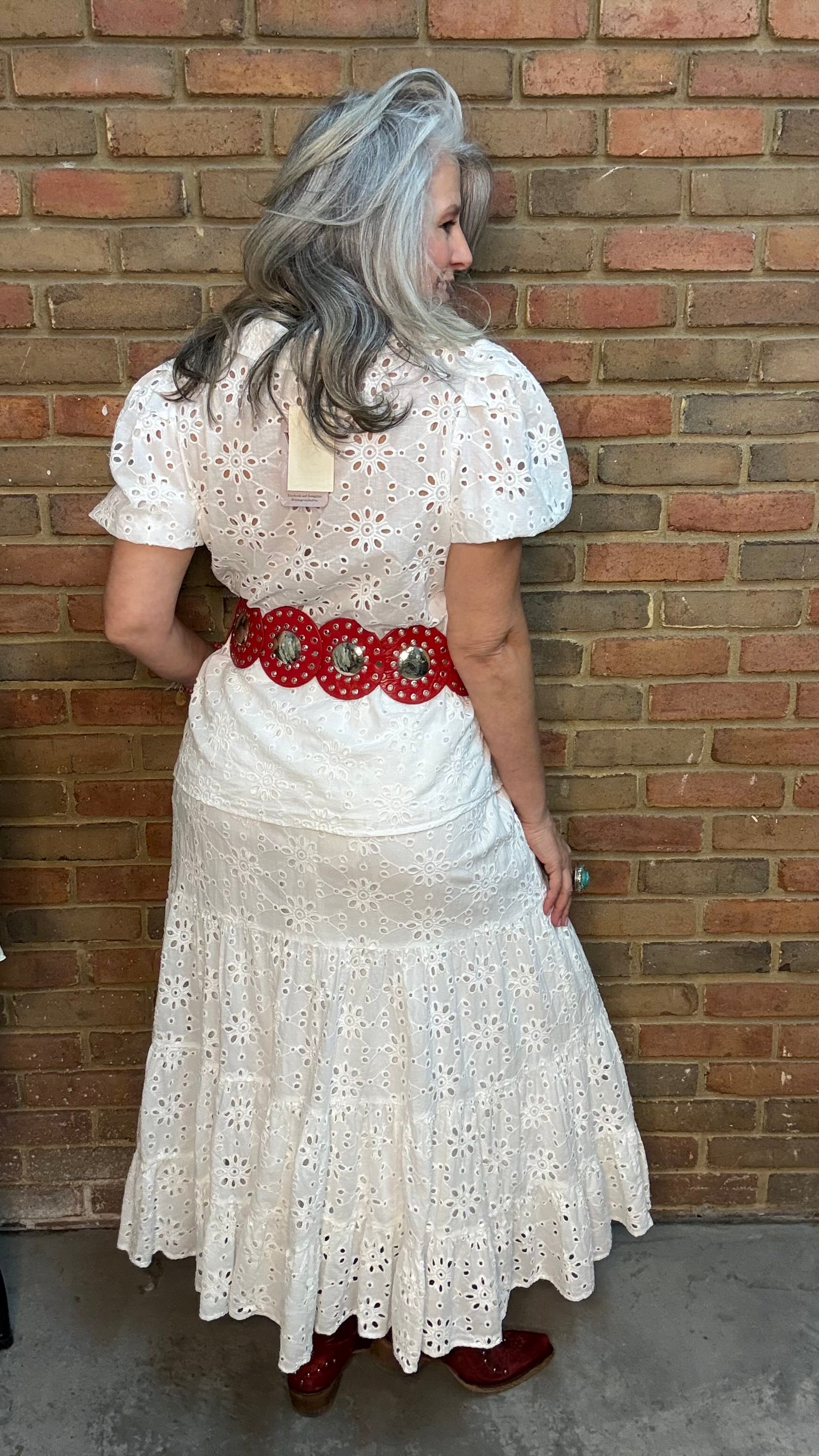 White Eyelet Button-Up Top