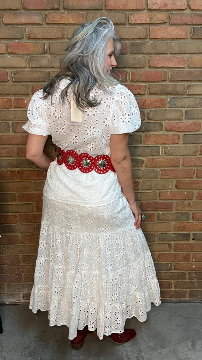 White Eyelet Button-Up Top