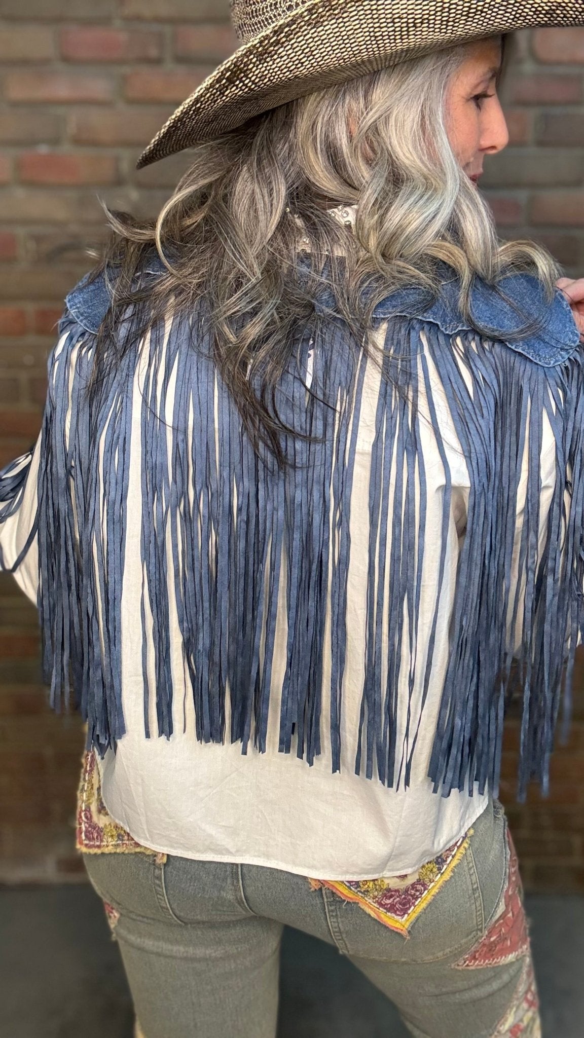 Blue Fringed Collar - Vintage Vault Boutique