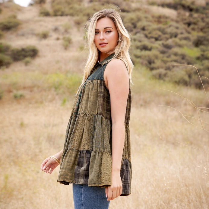 Boho Sleeveless Patchwork Top