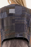 Close up back view of Patchwork Charcoal Vest.
