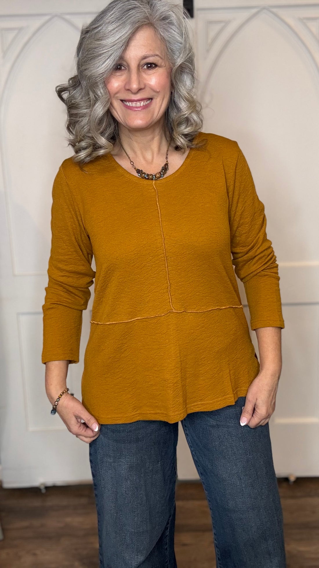 Wanda Round Neck Top Gold