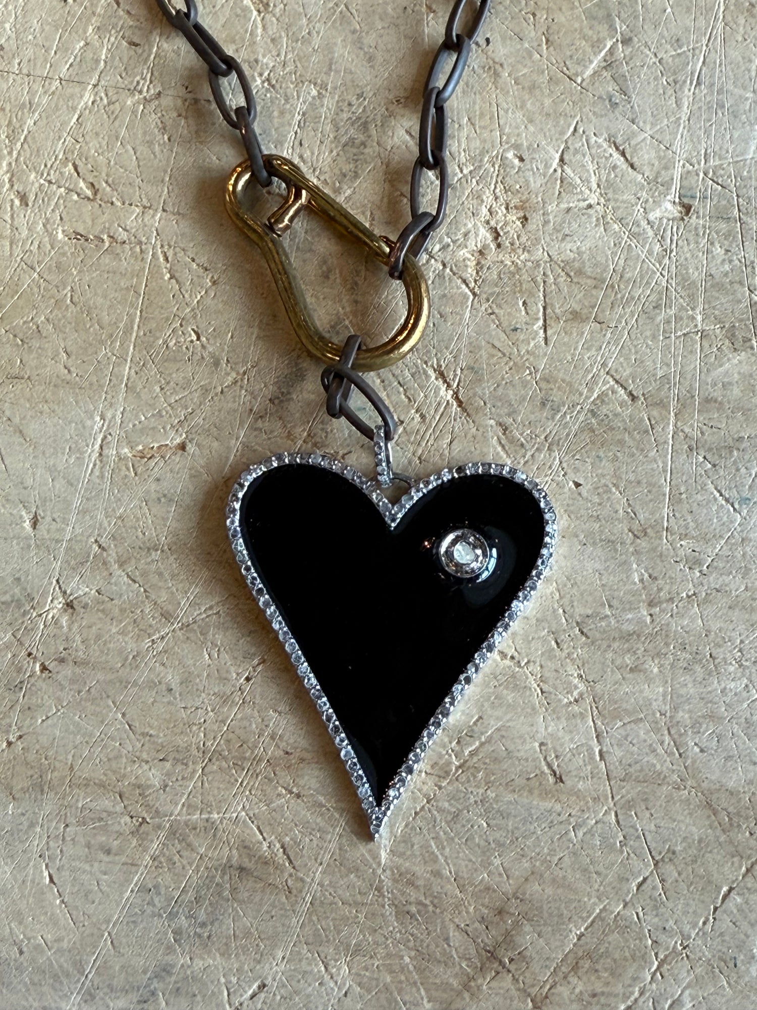 Black Heart Pave Diamond Necklace