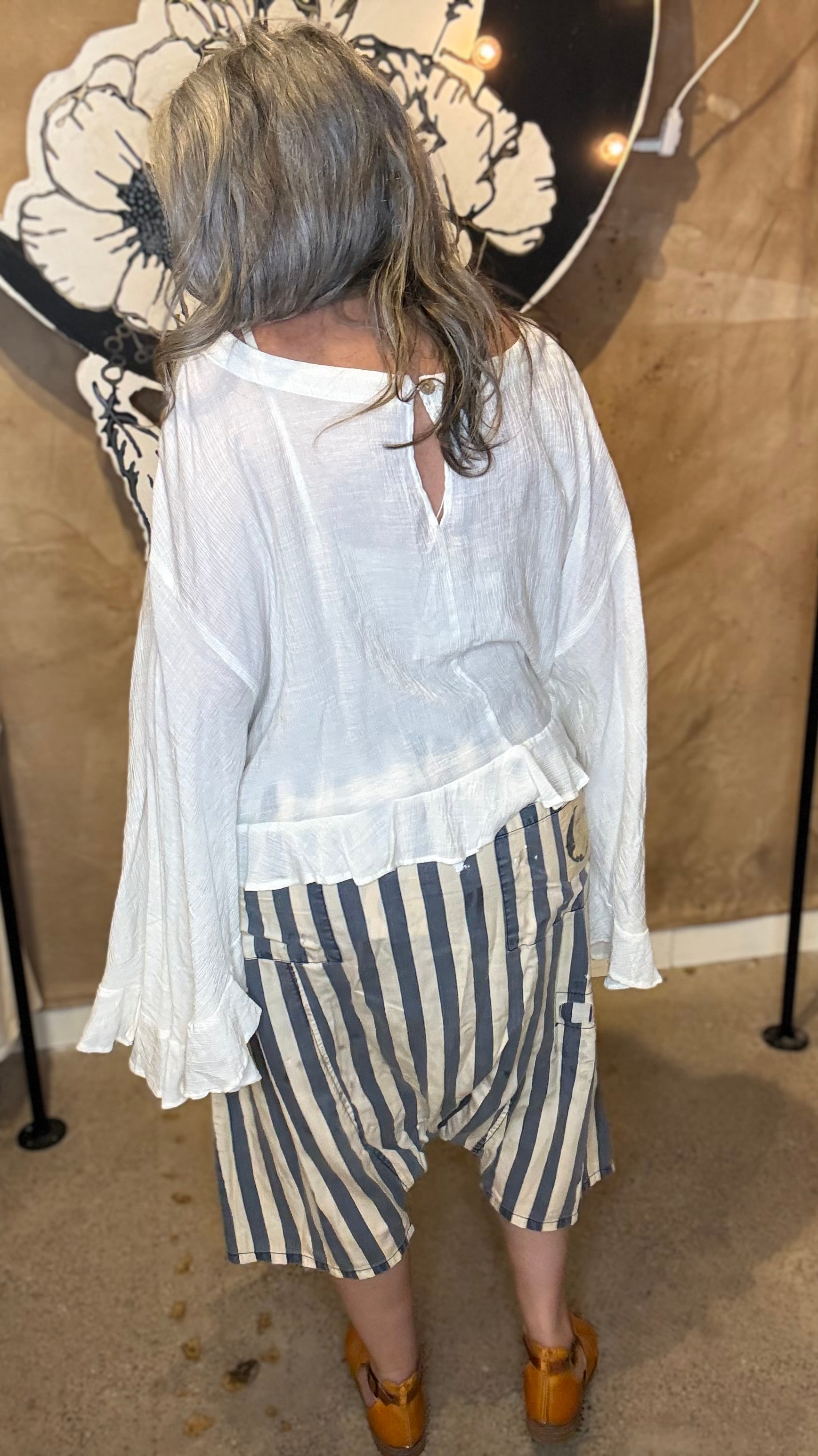 Earthsong Harem Pants - Blue White Stripe