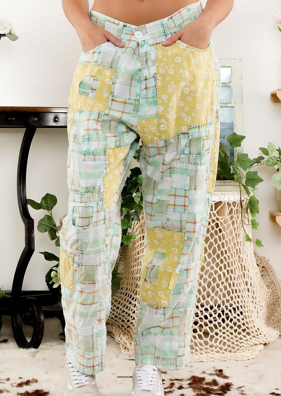 Green Patchwork Pants 