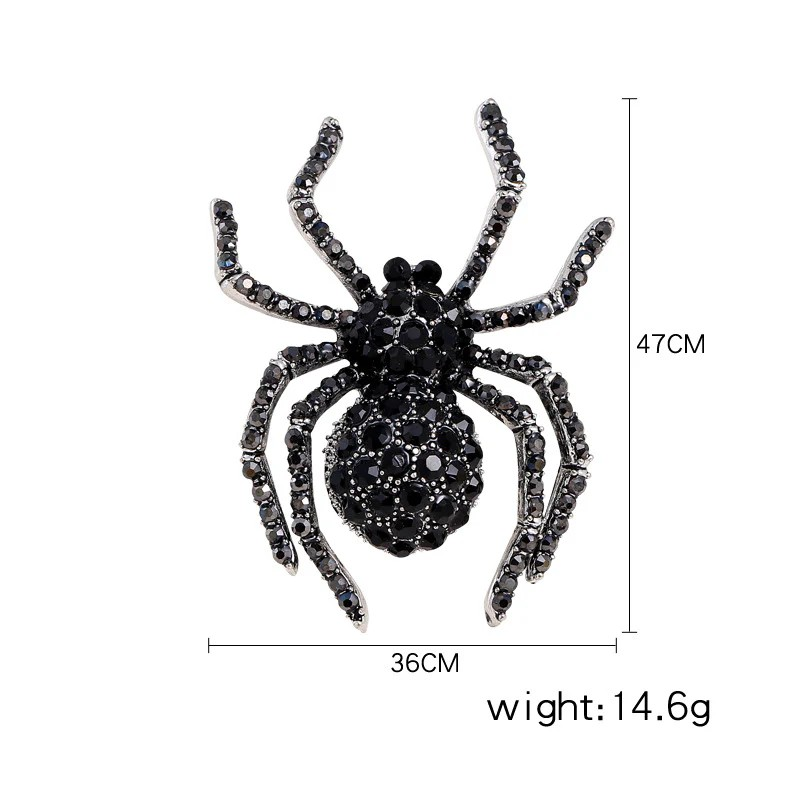 Black Spider Rhinestone Brooch Pin