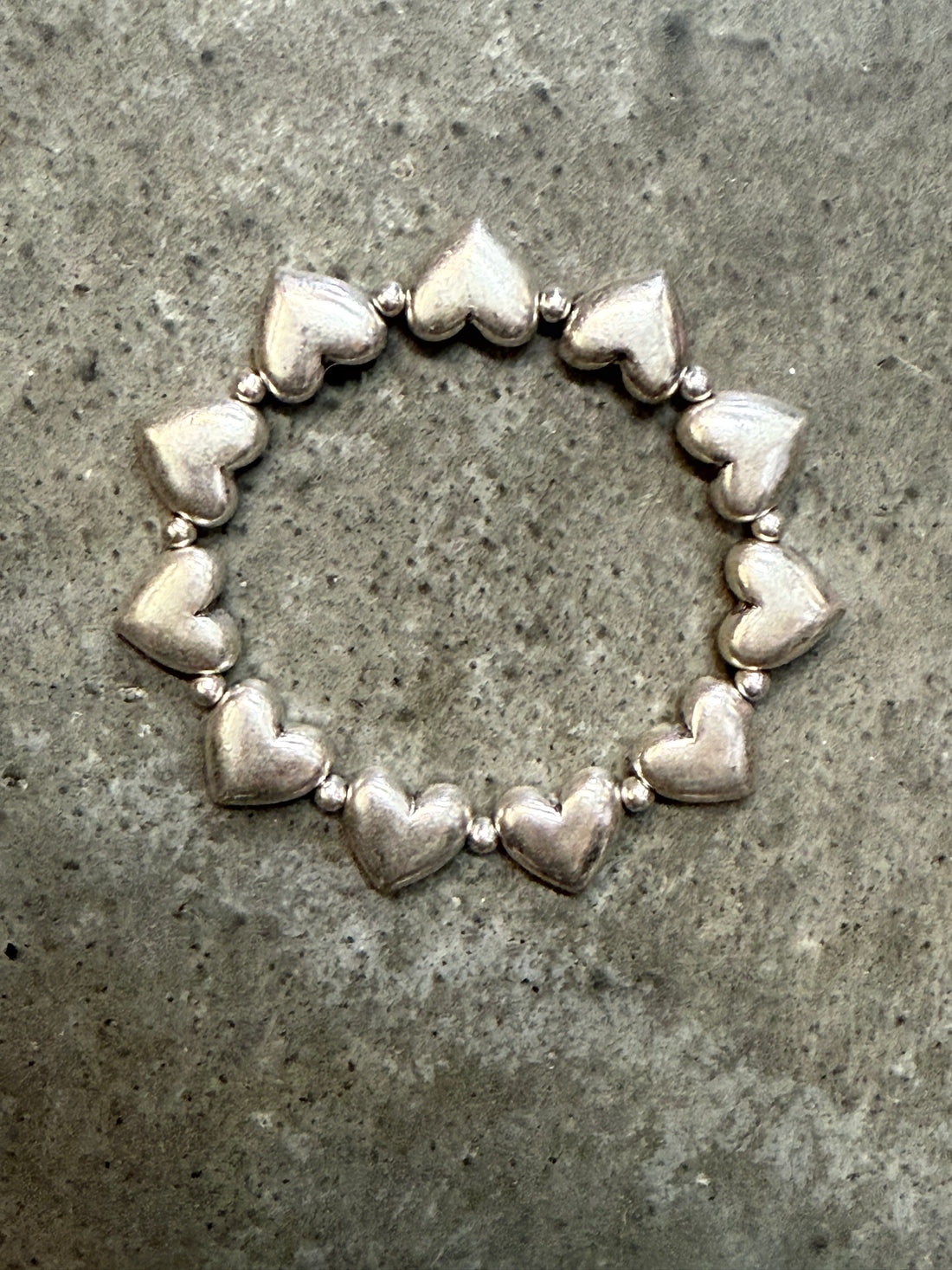 Silver Heart Bead Stretch Bracelet