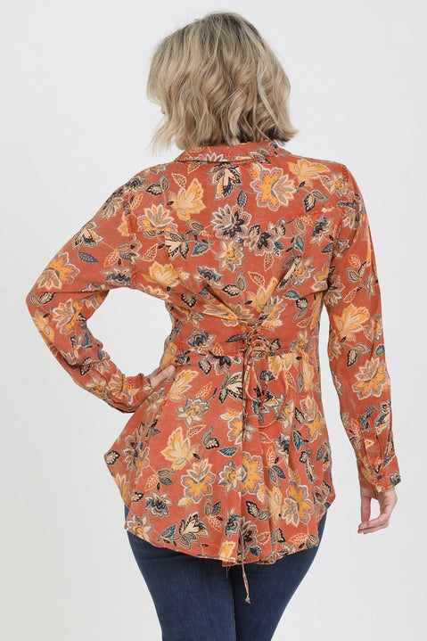 Brown Corset Back Western Top