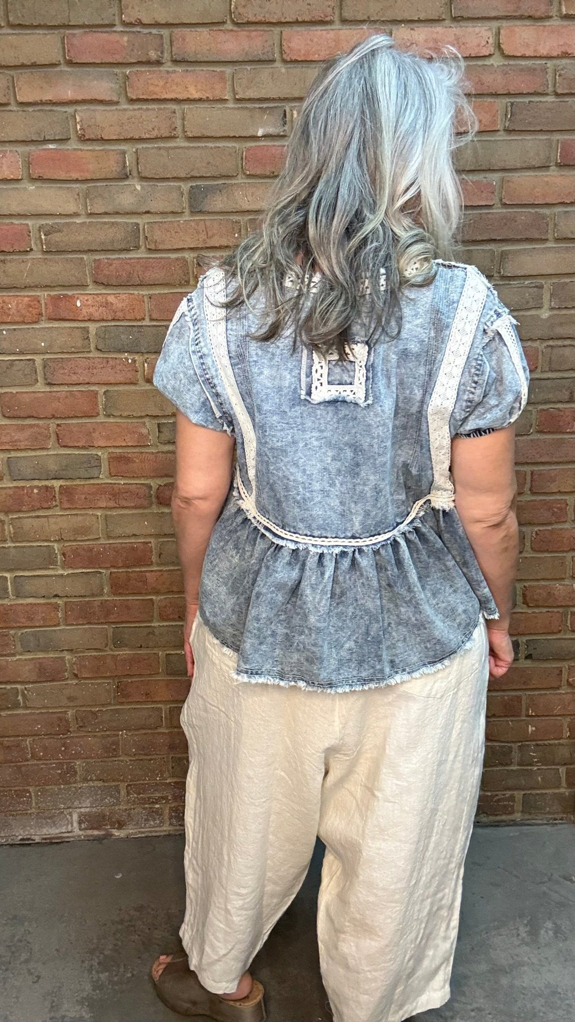 Denim Butterfly Baby Doll Top - Vintage Vault Boutique