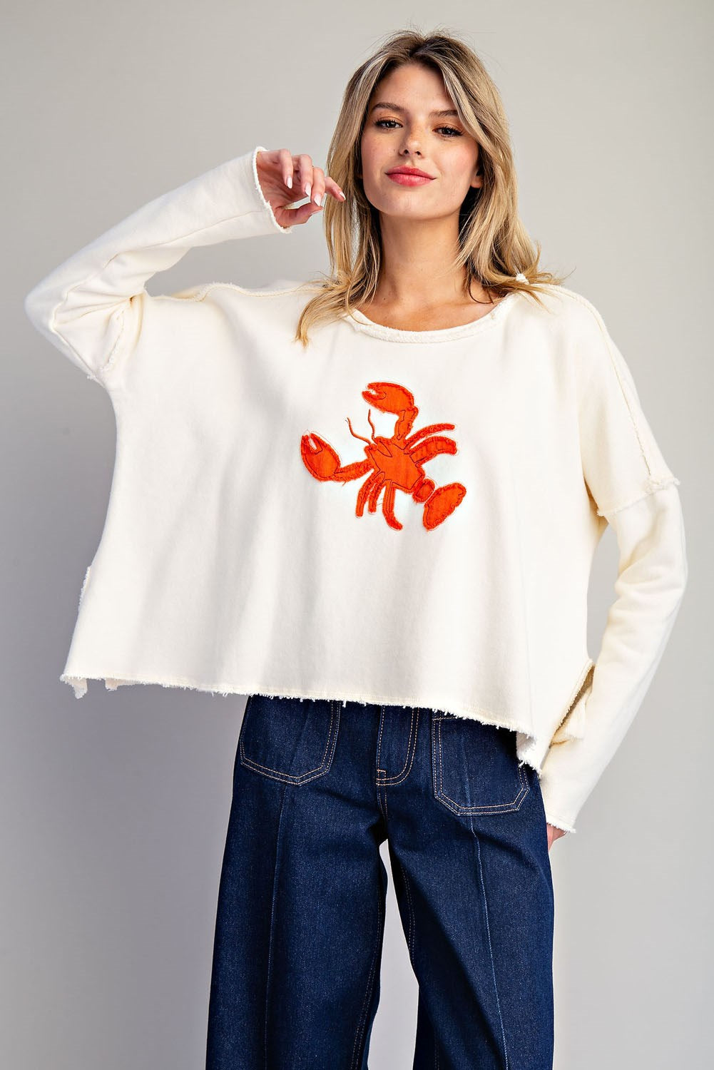 Lobster Applique Pull over Top