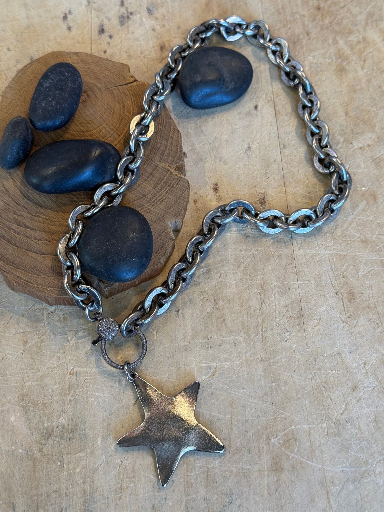 Star Charm on Diamond Clasp Necklace - Vintage Vault Boutique