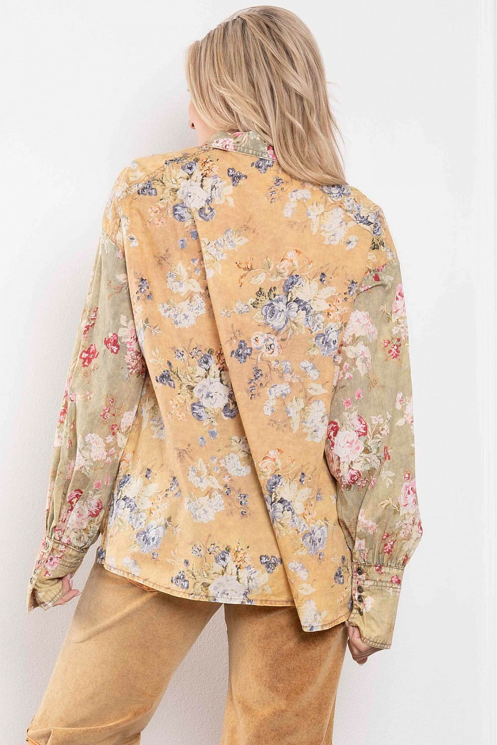 Yellow Floral Print Blouse 