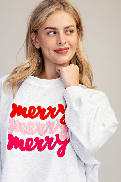 Merry Hi Lo Embroidery Sweatshirt