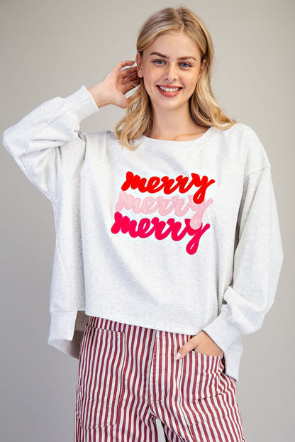 Merry Hi Lo Embroidery Sweatshirt