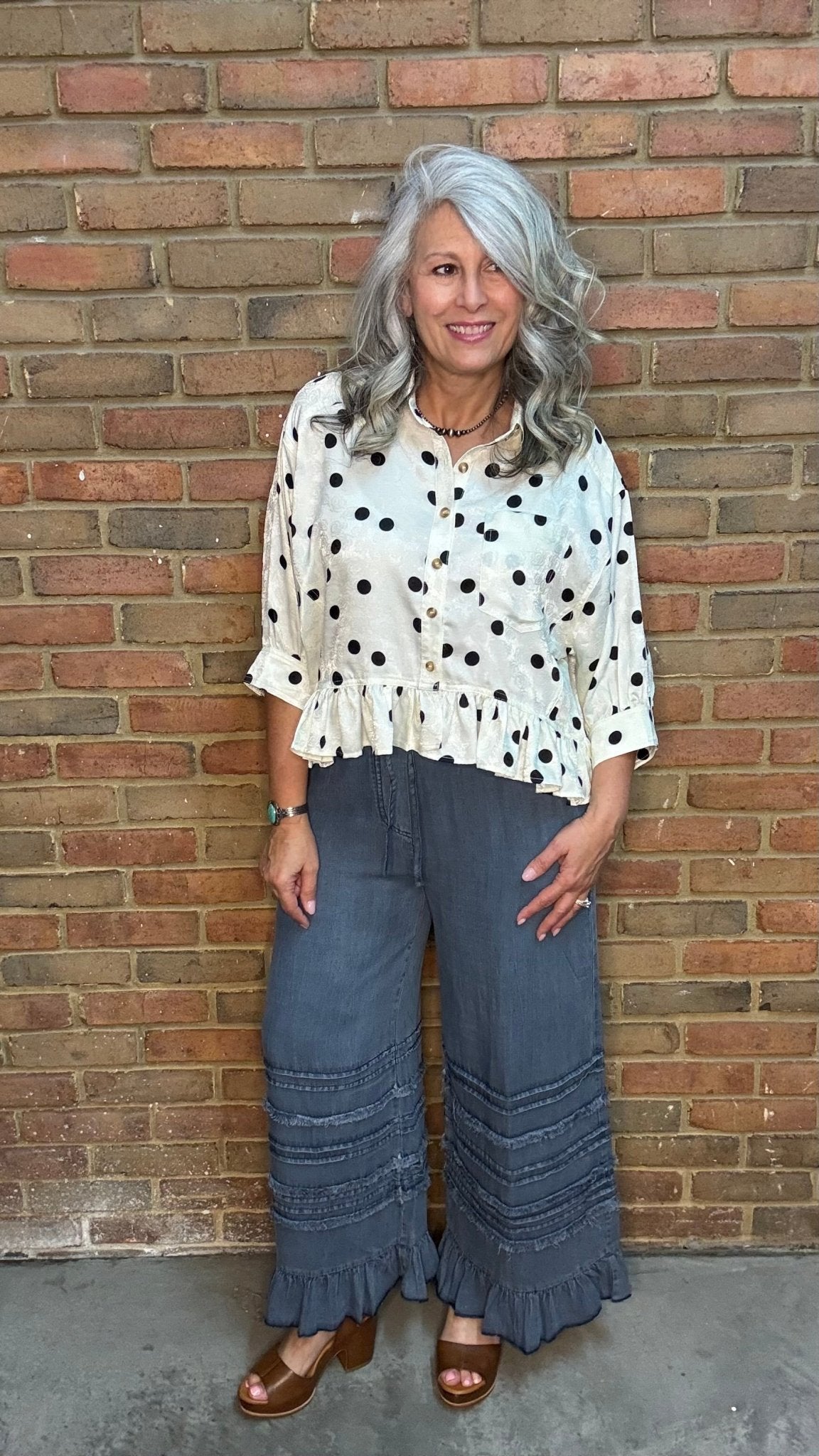 Flared Ruffle Hem Crop Pants - Vintage Vault Boutique
