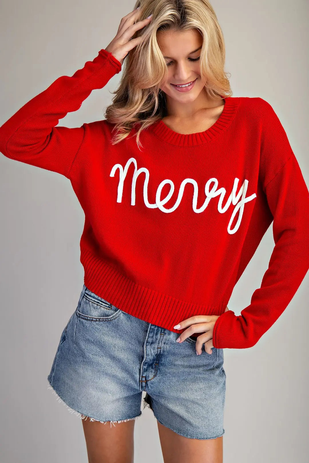 Merry Ribbed Hem Knit Sweater