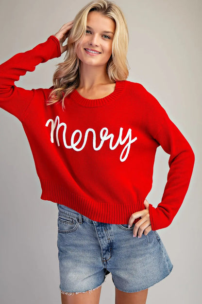 Merry Ribbed Hem Knit Sweater