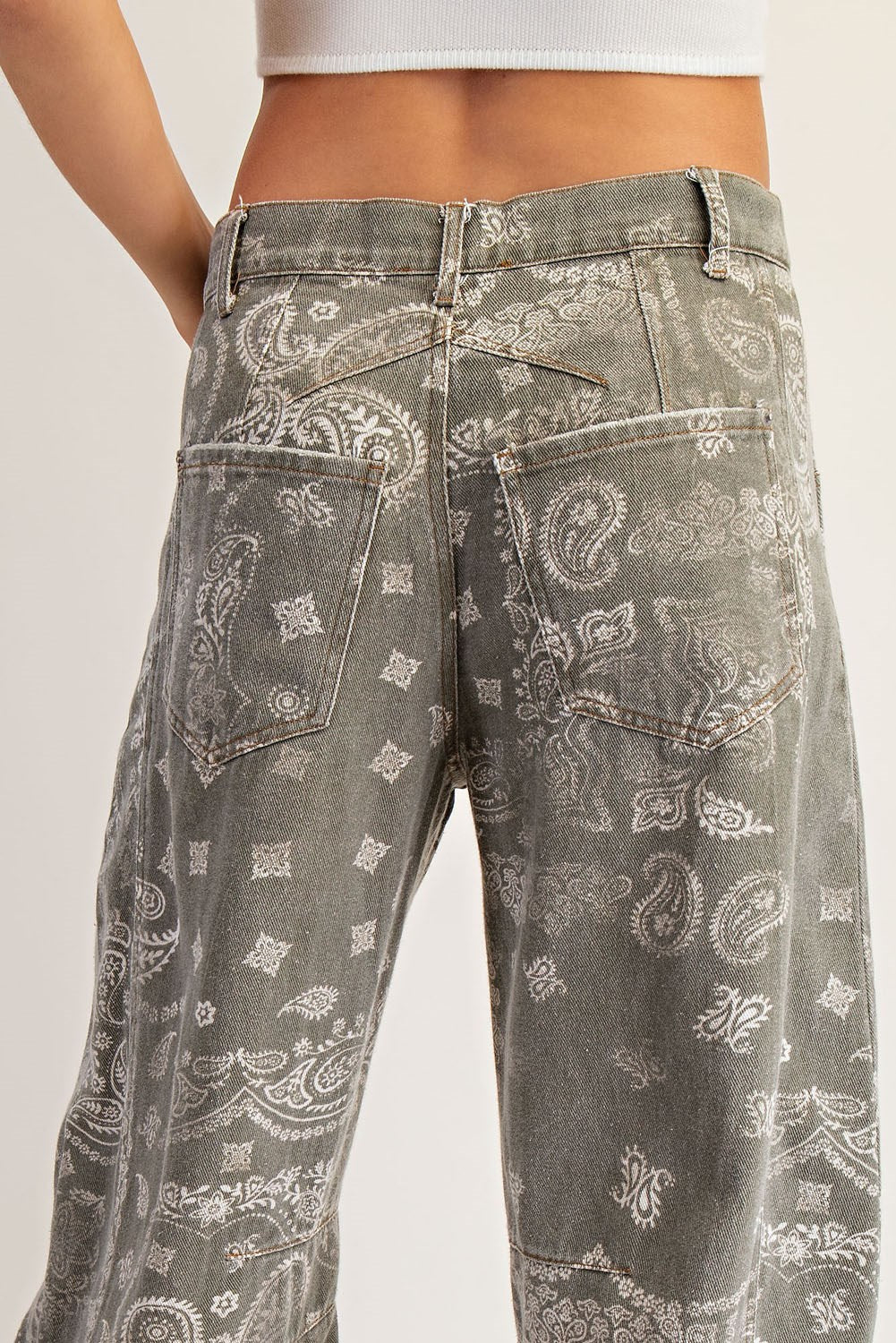Paisley Print Barrel Jean