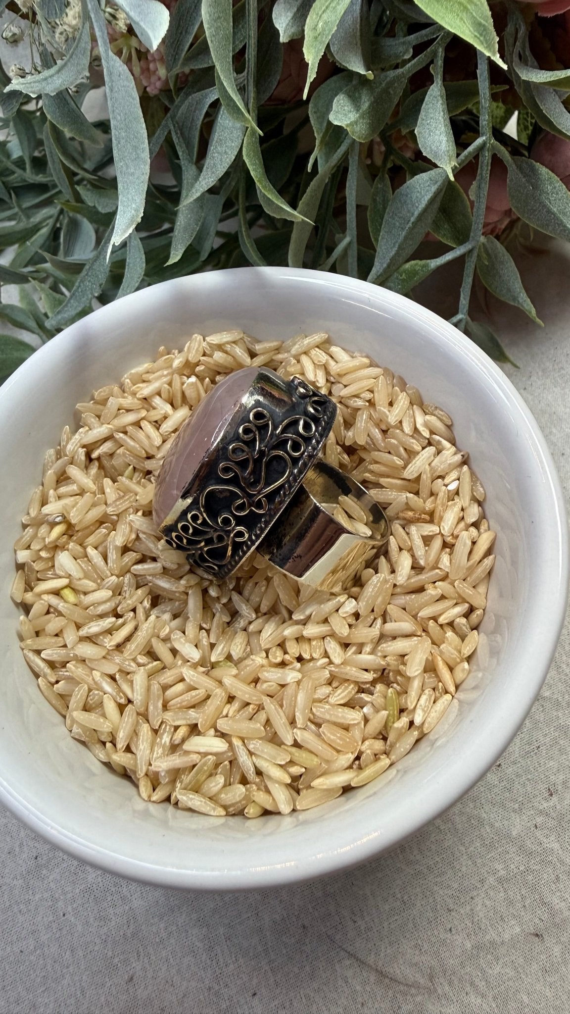 Smokey Quartz Pink Oval Ring - Vintage Vault Boutique