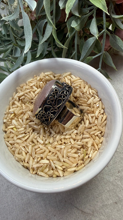 Smokey Quartz Pink Oval Ring