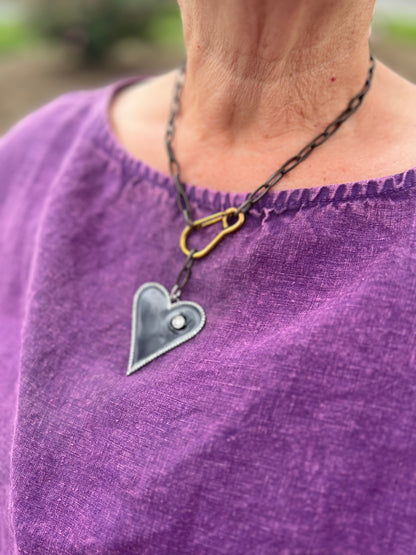 Black Heart Pave Diamond Necklace