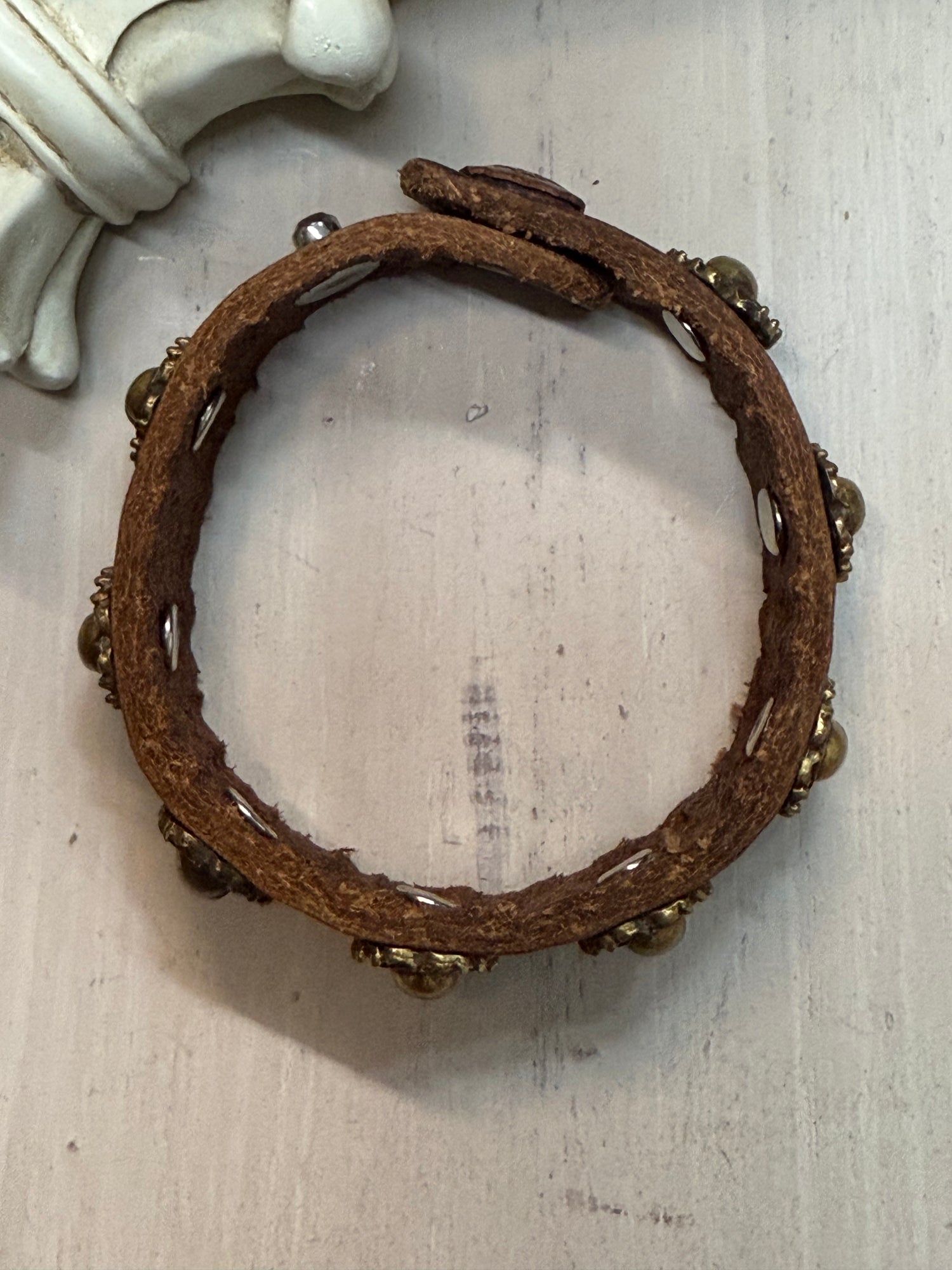 Multiple Skulls Leather Snap Bracelet