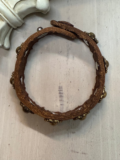 Multiple Skulls Leather Snap Bracelet