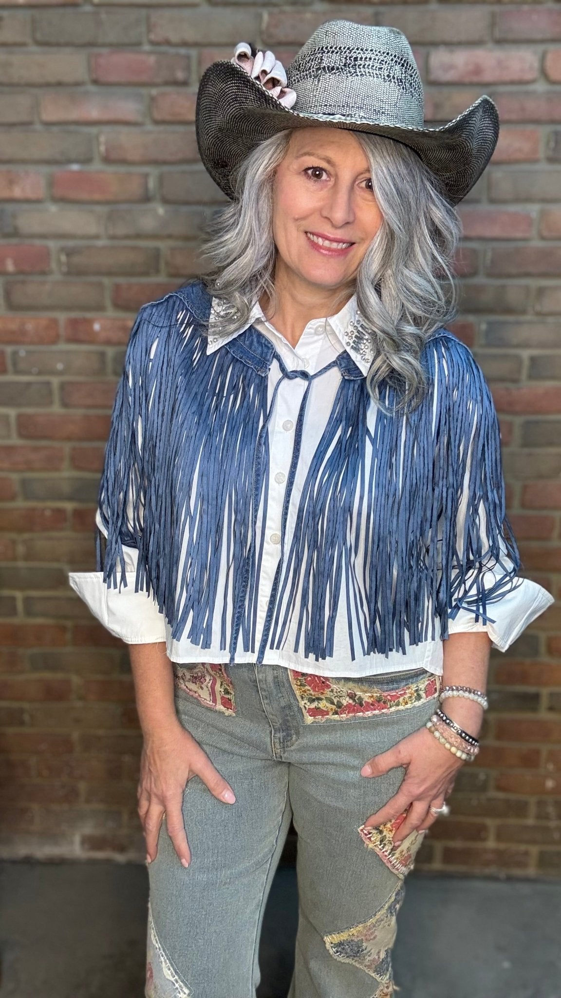 Blue Fringed Collar - Vintage Vault Boutique